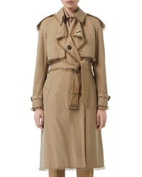 Burberry Pierced Double Breasted Cotton Trench Coat