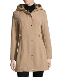 Via Spiga Quilted Inset Hooded Trench Coat Camel