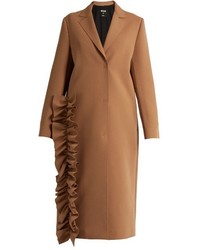 MSGM Ruffled Single Breasted Crepe Trench Coat