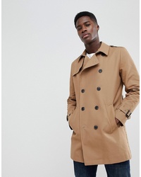 ASOS DESIGN Shower Resistant Double Breasted Trench In Tobacco