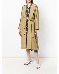 Ujoh Side Slit Collarless Trench Coat