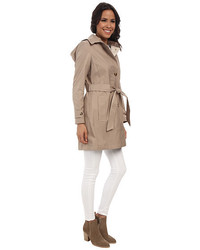 DKNY Single Breasted Hooded Belted Trench Coat