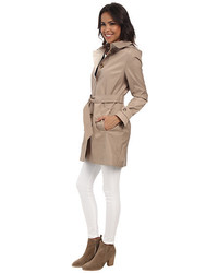 DKNY Single Breasted Hooded Belted Trench Coat