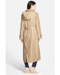 London Fog Single Breasted Long Trench Coat With Detachable Hood