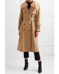 Elizabeth and James Stratford Shearling Trimmed Cotton Blend Twill Trench Coat