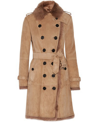 Burberry Toddingwall Shearling Trench Coat Camel