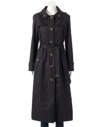 Towne By London Fog Hooded Long Trench Raincoat