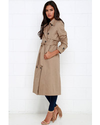 LuLu*s Weather Or Not Tan Trench Coat
