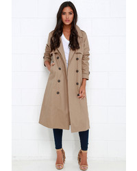 LuLu*s Weather Or Not Tan Trench Coat