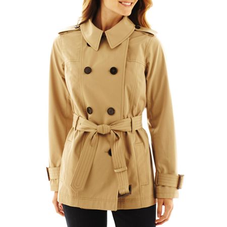 Worthington Short Belted Trench Coat, $49 | jcpenney | Lookastic