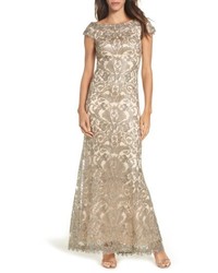 Tadashi Shoji Off The Shoulder Corded Tulle Gown