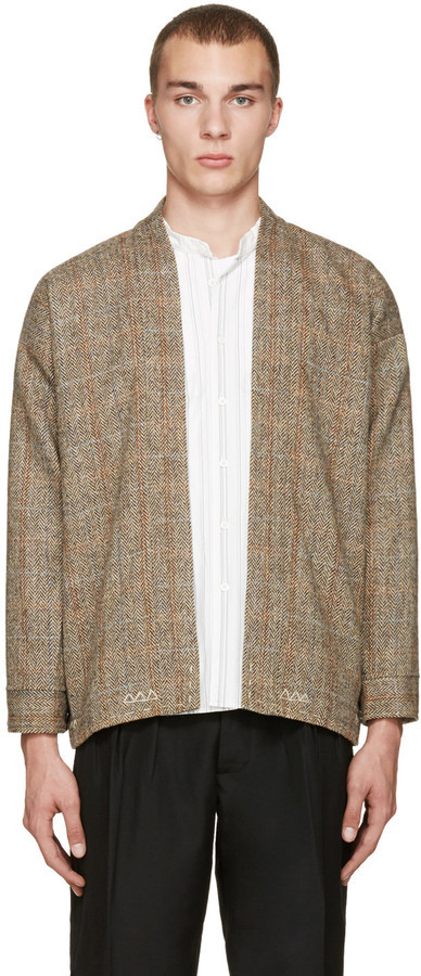 VISVIM Beige Tweed Sanjuro Jacket, $704 | SSENSE | Lookastic