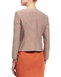 Armani Collezioni Cotton Blend Tweed Zip Front Jacket Siennamulti