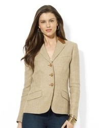 Lauren Ralph Lauren Leather Collar Tweed Blazer