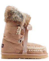 Mou Lace Front Sheepskin Boots With Fur Cuff