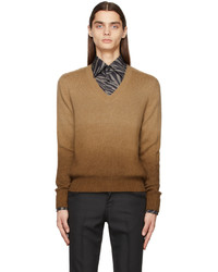 Tom Ford Brown V Neck Ombre Sweater