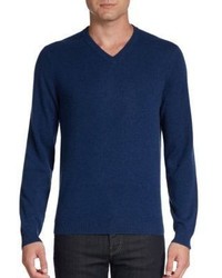 Saks Fifth Avenue BLACK Cashmere V Neck Sweater