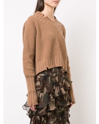 MSGM Cropped Distressed Sweater