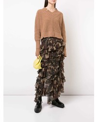 MSGM Cropped Distressed Sweater