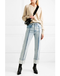 Helmut Lang Distressed Cutout Cotton Wool And Cashmere Blend Sweater