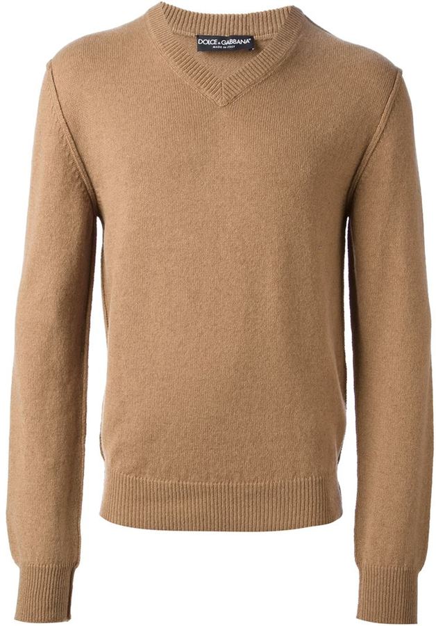 Dolce & Gabbana V Neck Sweater, $725 | farfetch.com | Lookastic