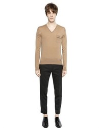 DSQUARED2 V Neck Wool Sweater With Pocket