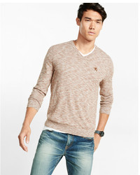 Express Marled Cotton V Neck Sweater
