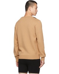 Dries Van Noten Tan Contrast V Neck Sweater