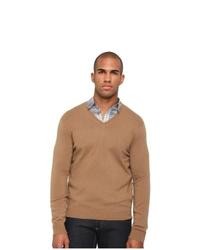 Vince Cashmere Long Sleeve Basic V Neck Sweater Cashew Light Brown