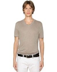 John Varvatos Linen Jersey V Neck T Shirt