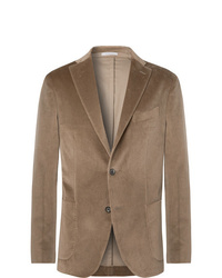 Boglioli Olive Green K Jacket Slim Fit Unstructured Cotton Blend Velvet Blazer