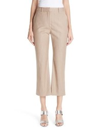 Tan Vertical Striped Flare Pants