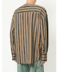 Wooyoungmi Collarless Striped Shirt