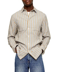 Topman Textured Stripe Button Up Shirt