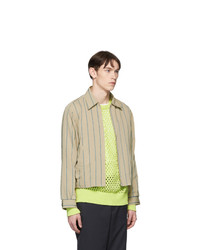 Hope Beige And Blue Striped Fifty Shirt Jacket