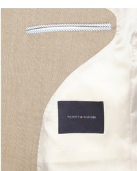 Tommy Hilfiger Tan Striped Wool 2 Button Suit With Flat Front Pants
