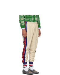 Gucci Beige And Blue Striped Lounge Pants