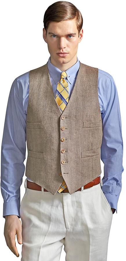Brooks Brothers The Great Gatsby Collection Light Brown Linen Vest ...