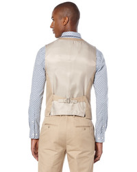 Perry Ellis Slim Fit Solid Slub Linen Suit Vest