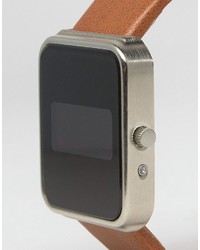 Asos Digital Watch With Tan Strap