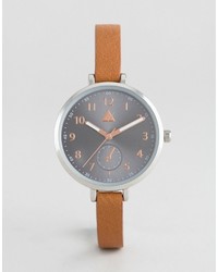 Asos Large Face Skinny Strap Watch With Gray Dial