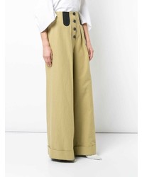 Rosie Assoulin Button Front Wide Leg Trousers