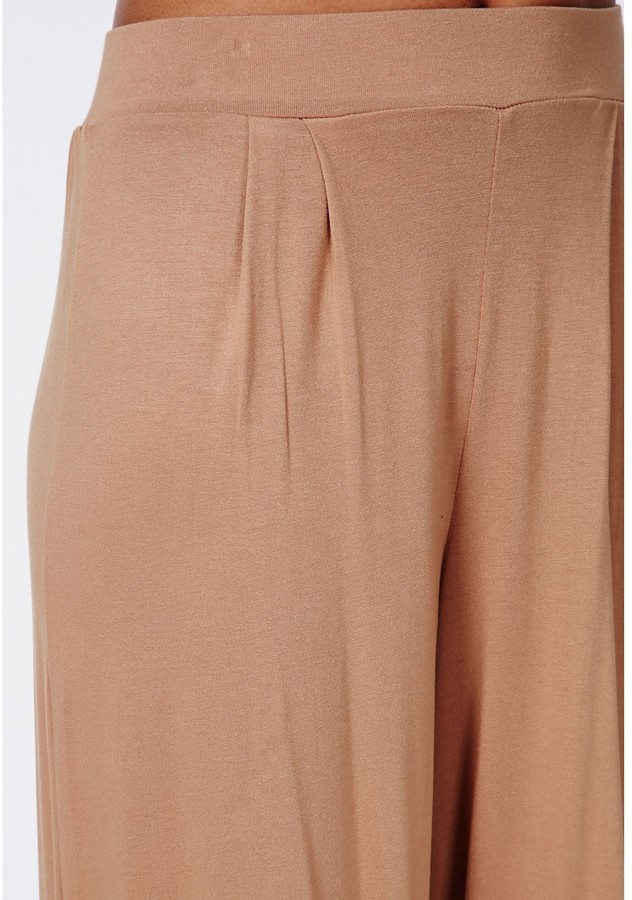 Missguided Jersey Wide Leg Pants Camel, $40, Missguided