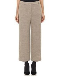 Helmut Lang Pique Crop Wide Leg Trousers Colorless