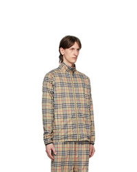 Burberry Beige Vintage Check Technical Twill Zip Up Jacket
