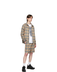 Burberry Beige Vintage Check Technical Twill Zip Up Jacket