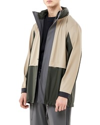 Rains Waterproof Colorblock Tracksuit Jacket With Zip Out Hood