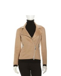 Moschino Cheap & Chic Zip Front Wool Blend Jacket Tan