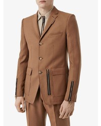 Burberry English Fit Zip Detail Wool Tailored Jacket