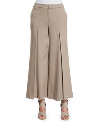 Ralph Lauren Collection Beatriz Wide Leg Cropped Pants Taupe